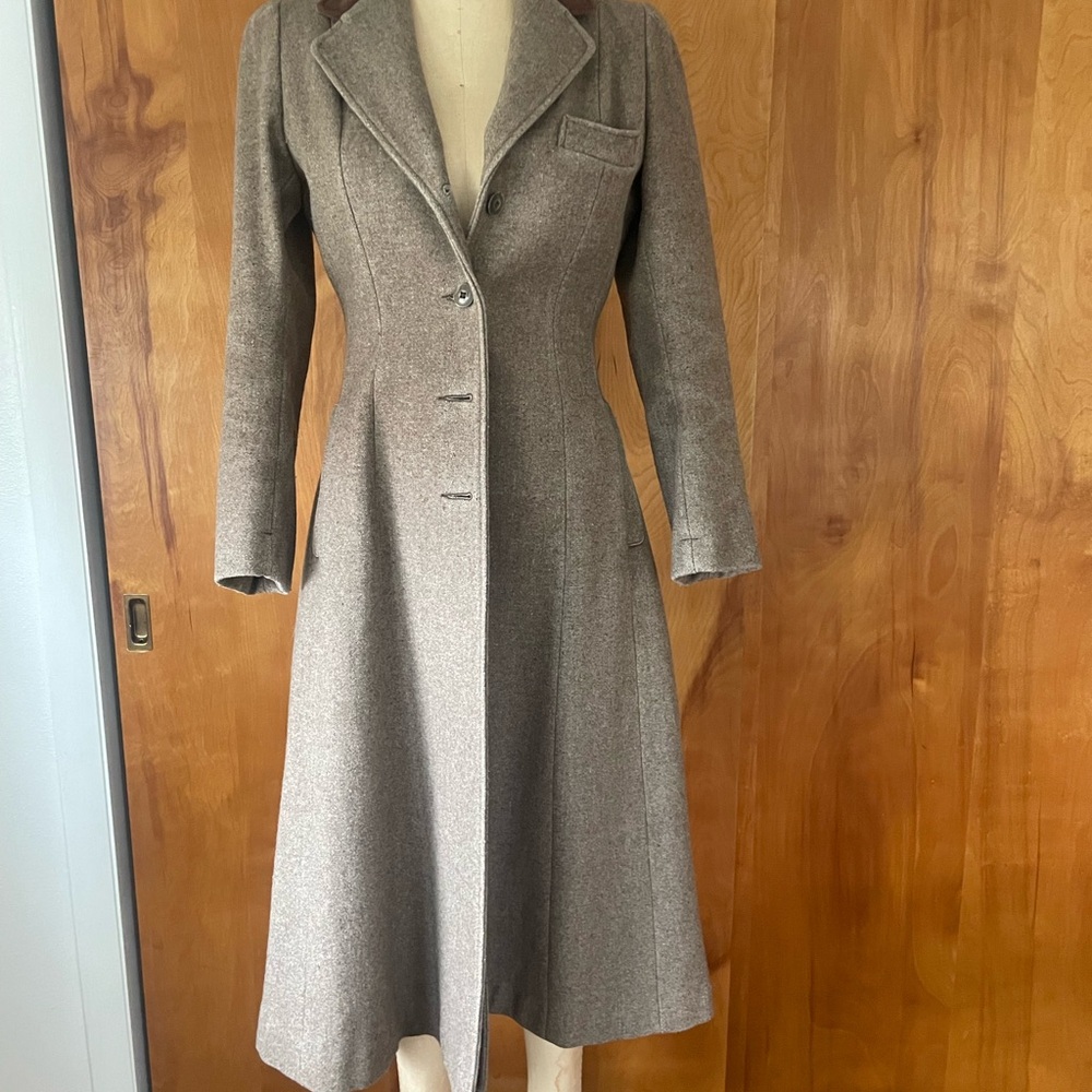Tailored Taupe Wool Long Coat